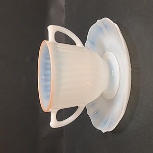 Opalescent Milk Glass Saucer and Opened Sugar Bowl